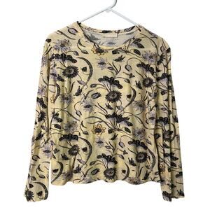Ulla Johnson Top Size Medium Yellow Eve Floral Cotton Long Sleeve Boho Chic